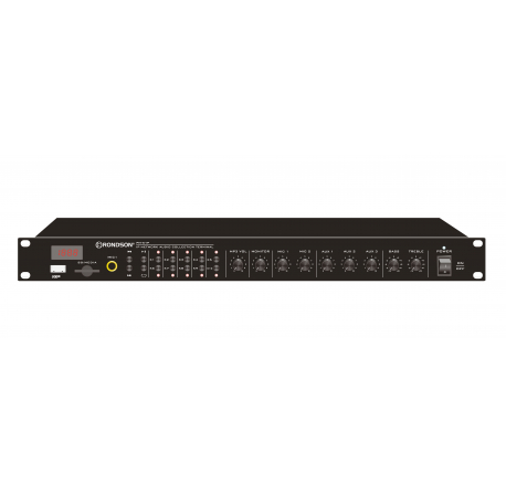 Préamplificateur 5 entrées,2 Mic, 3 Aux, lecteur MP3, USB, SD avec ...